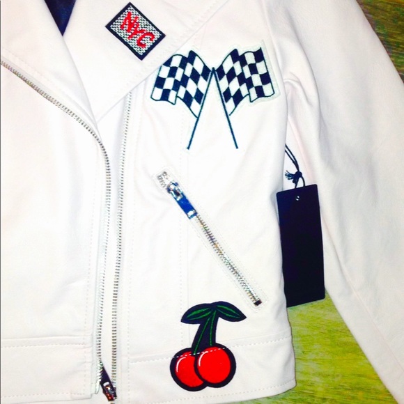 Forever 21 pink faux leather patched moto jacket - Picture 2 of 5